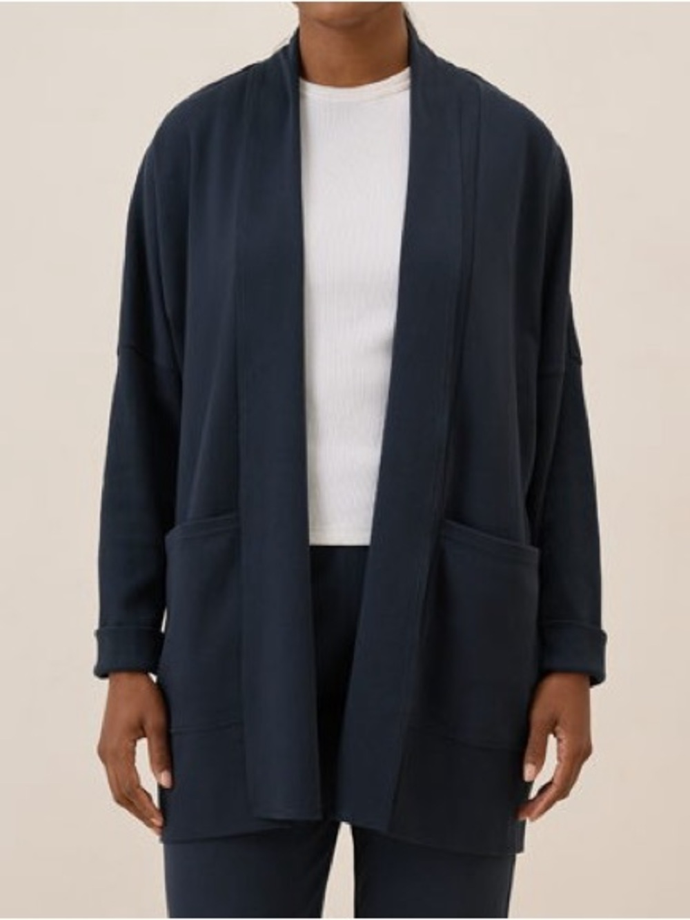 Pact Organic Cotton Women's Airplane Wrap Navy Cardigan Elevated Basics